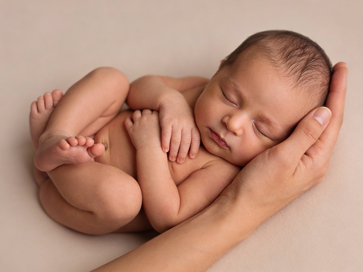 Safe newborn poses with appropriate head and body support