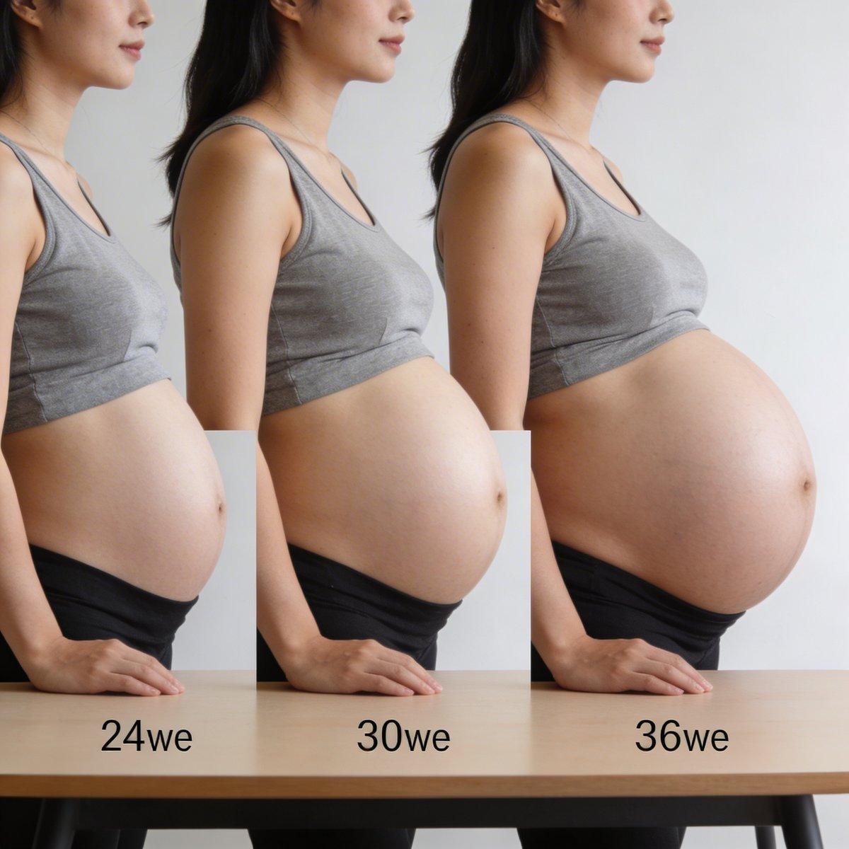 Visual calendar showing the optimal weeks for a maternity photoshoot between 28 and 34 weeks